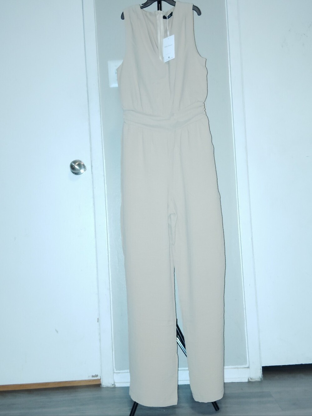 Pink Queen Beige Wide Leg Jumpsuit Size S NWT